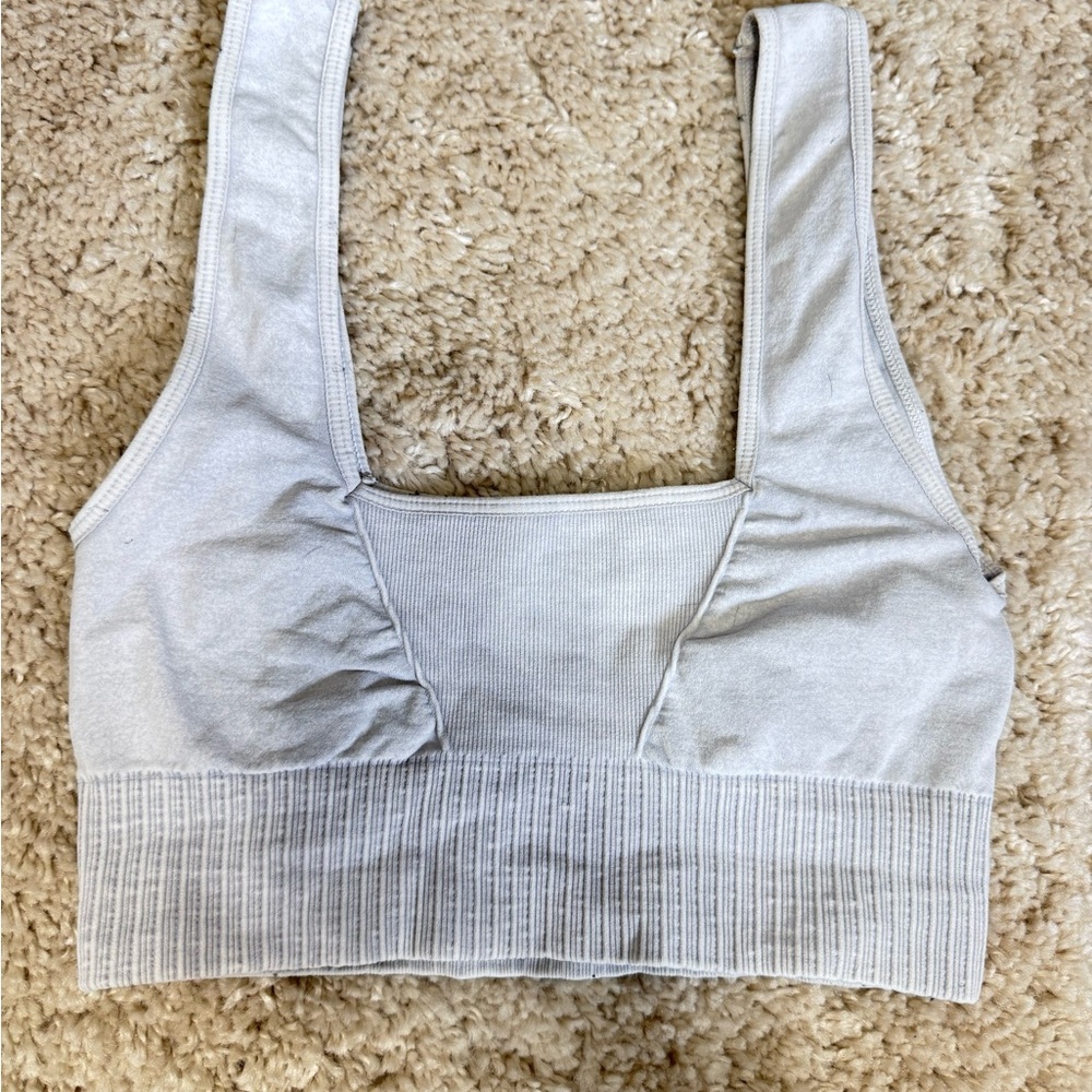 FP Movement by Free People Light Gray Ribbed Sports Bra